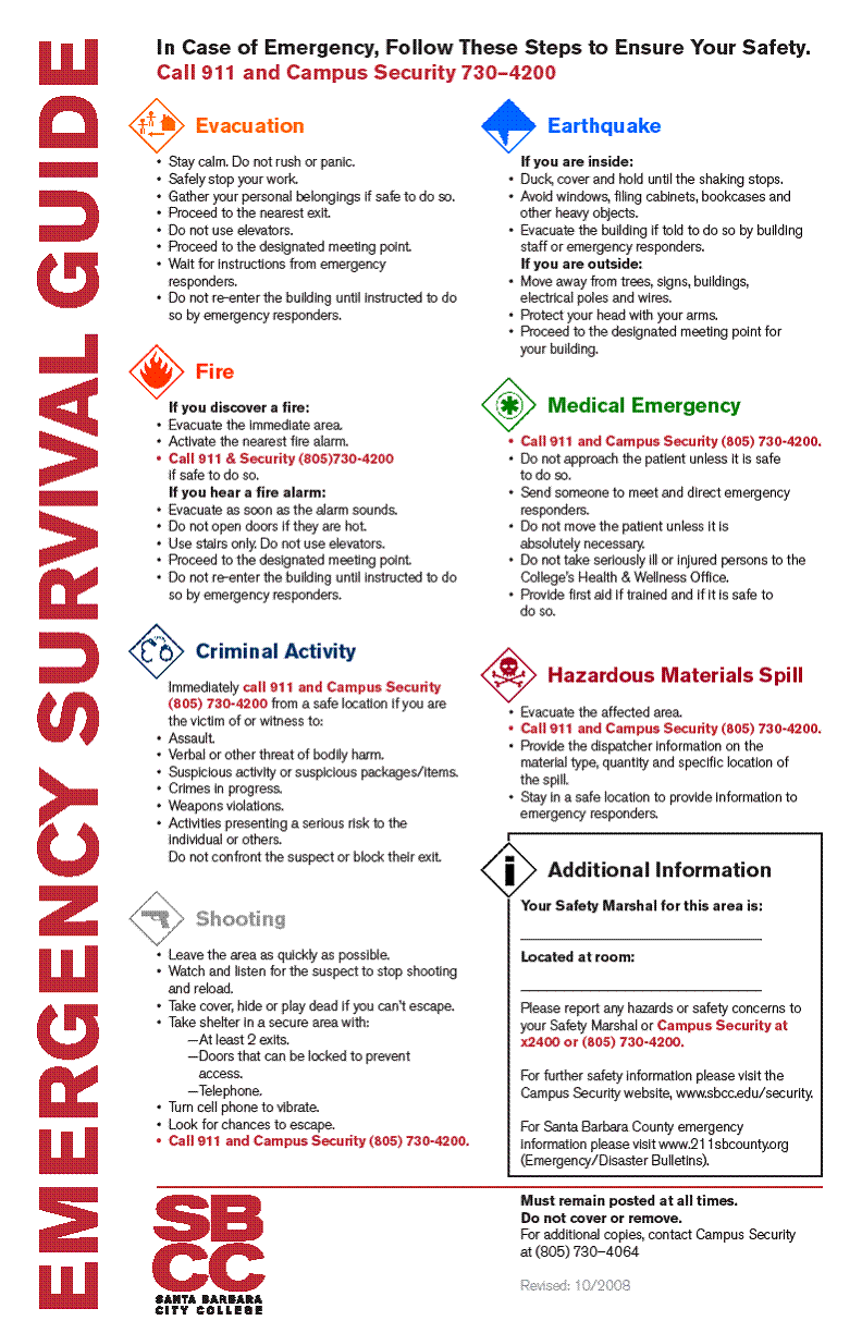Click to download Emergency Survival Guide Poster Emergency Survival Guide